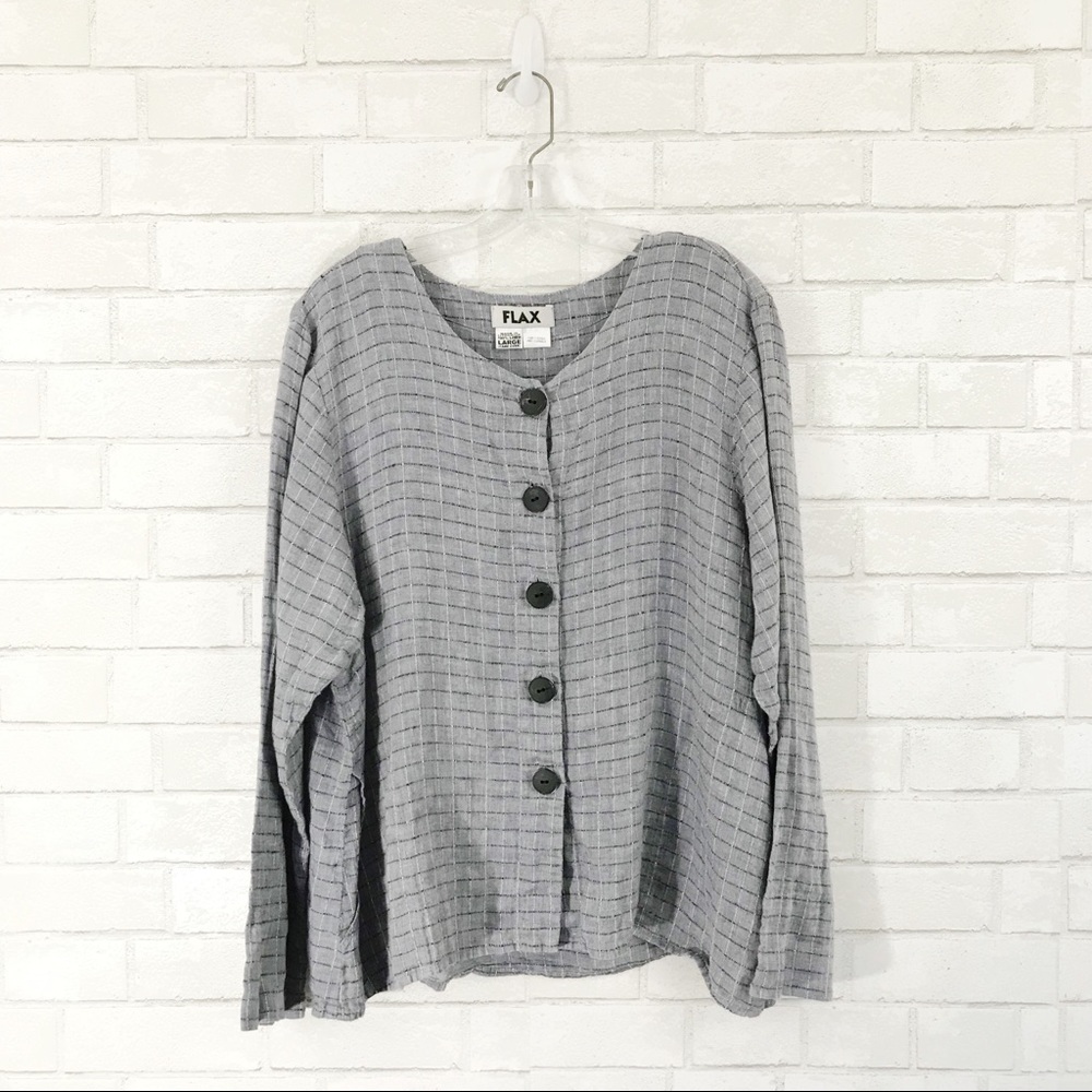 COPY - FLAX linen checkered loose fit button down